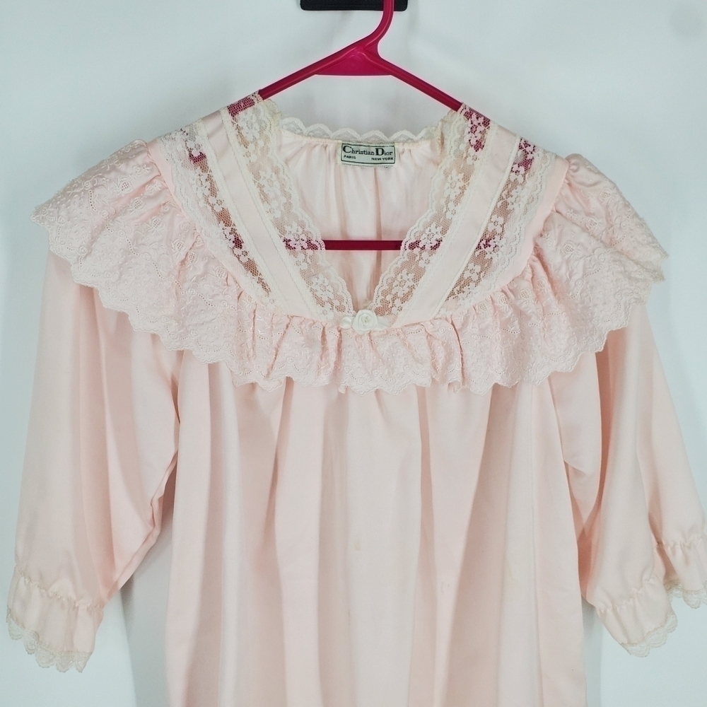 Christian Dior Vintage 100% Polyester Youth Nightgown Set Size 6 Pink - Picture 7 of 8